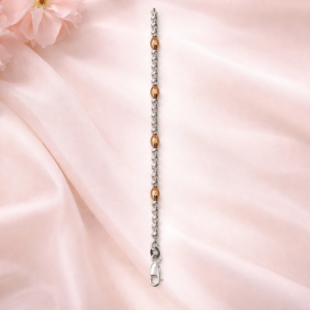 Two-Tone Silver and Rose Gold Beaded Sparkle Bracelet