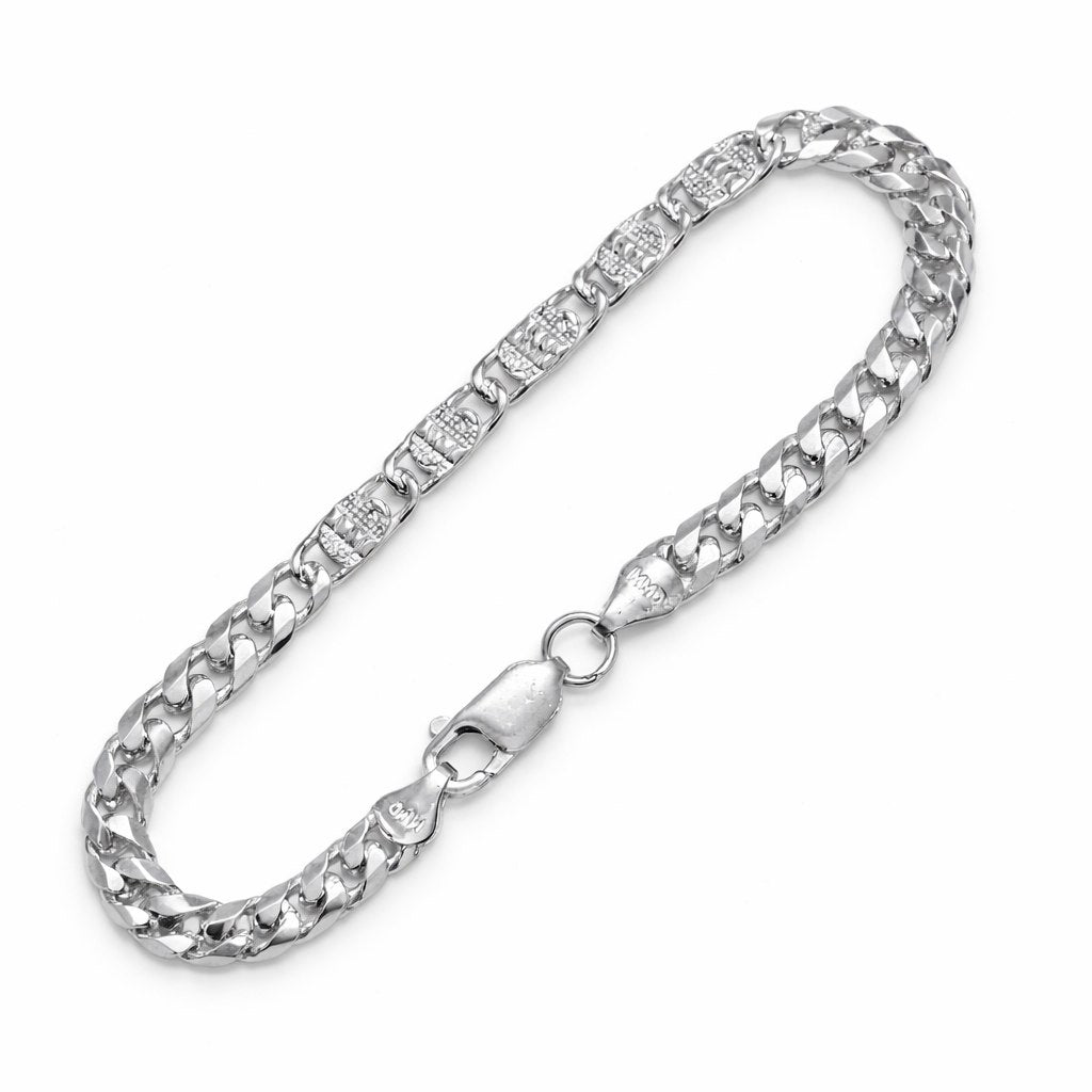 Silver Accent Cuban Link Bracelet for Men
