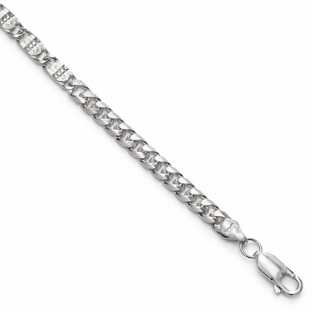 Silver Accent Cuban Link Bracelet for Men