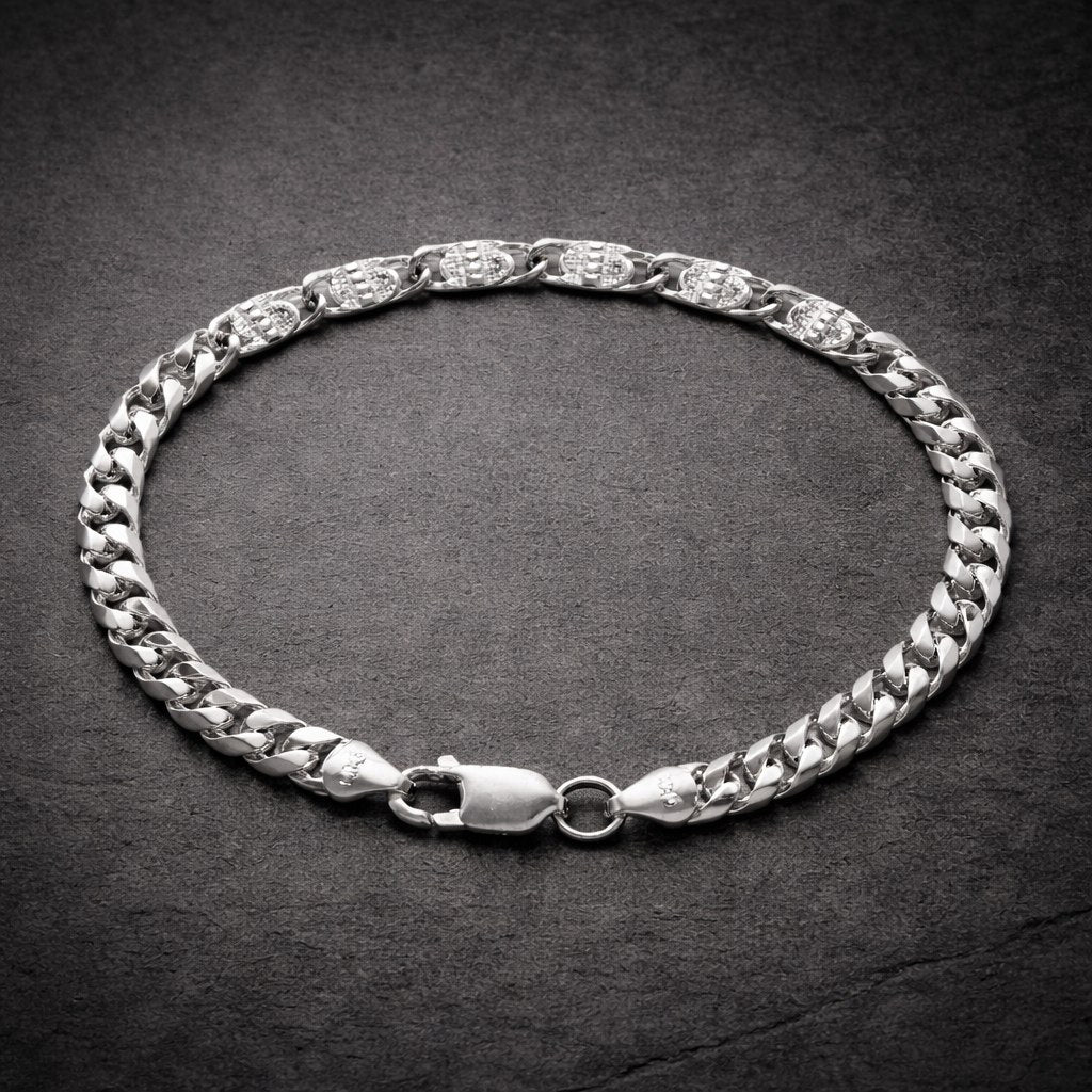 Silver Accent Cuban Link Bracelet for Men