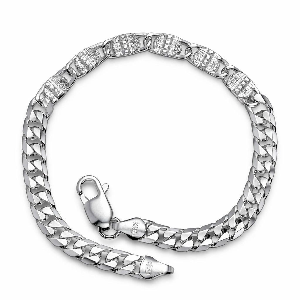 Silver Accent Cuban Link Bracelet for Men