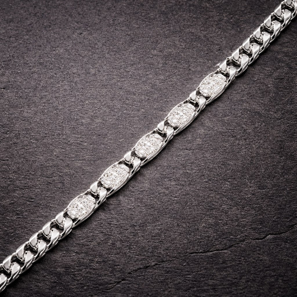 Silver Accent Cuban Link Bracelet for Men