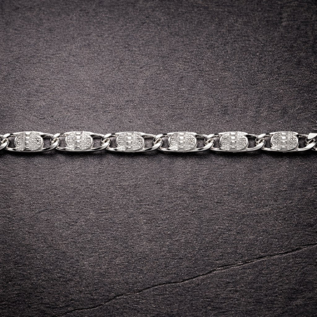 Silver Accent Cuban Link Bracelet for Men