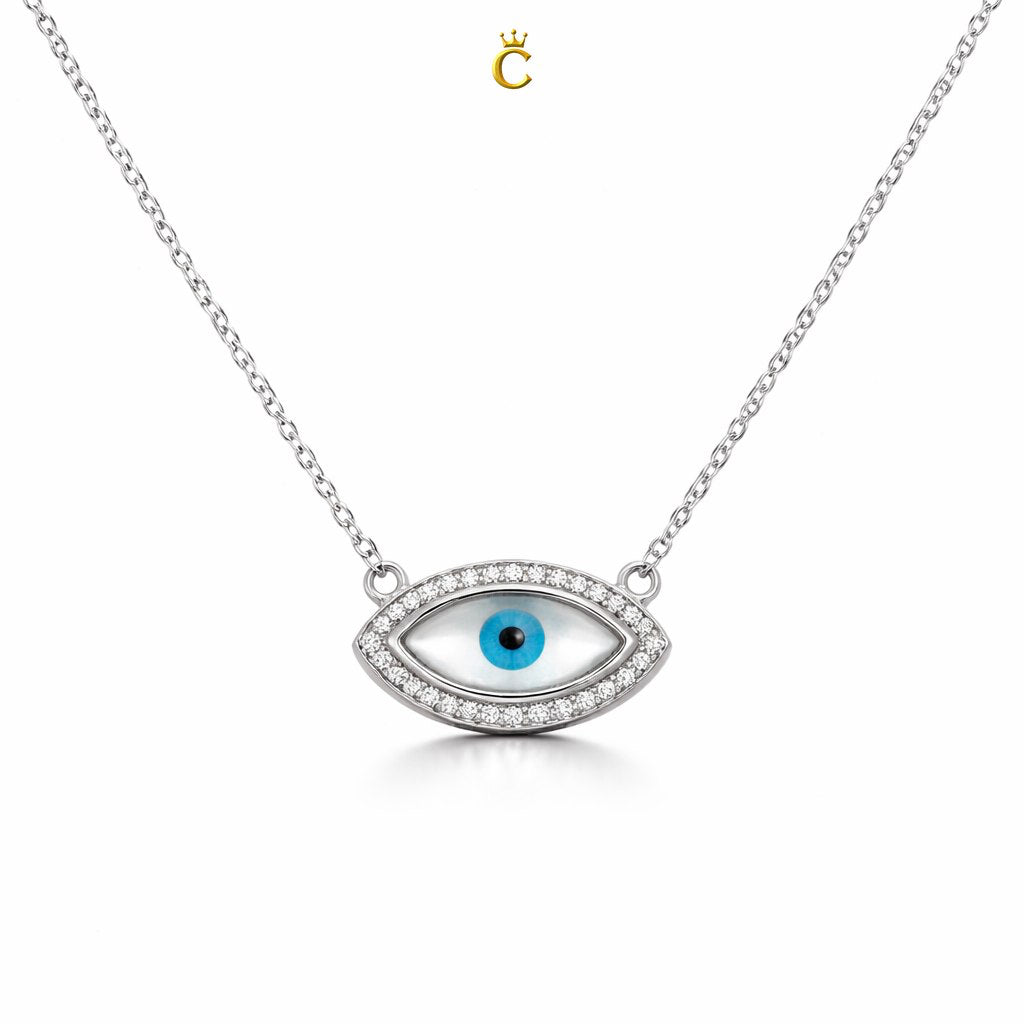 Pretty Evil Eye Pendant Necklace and Bracelet Set