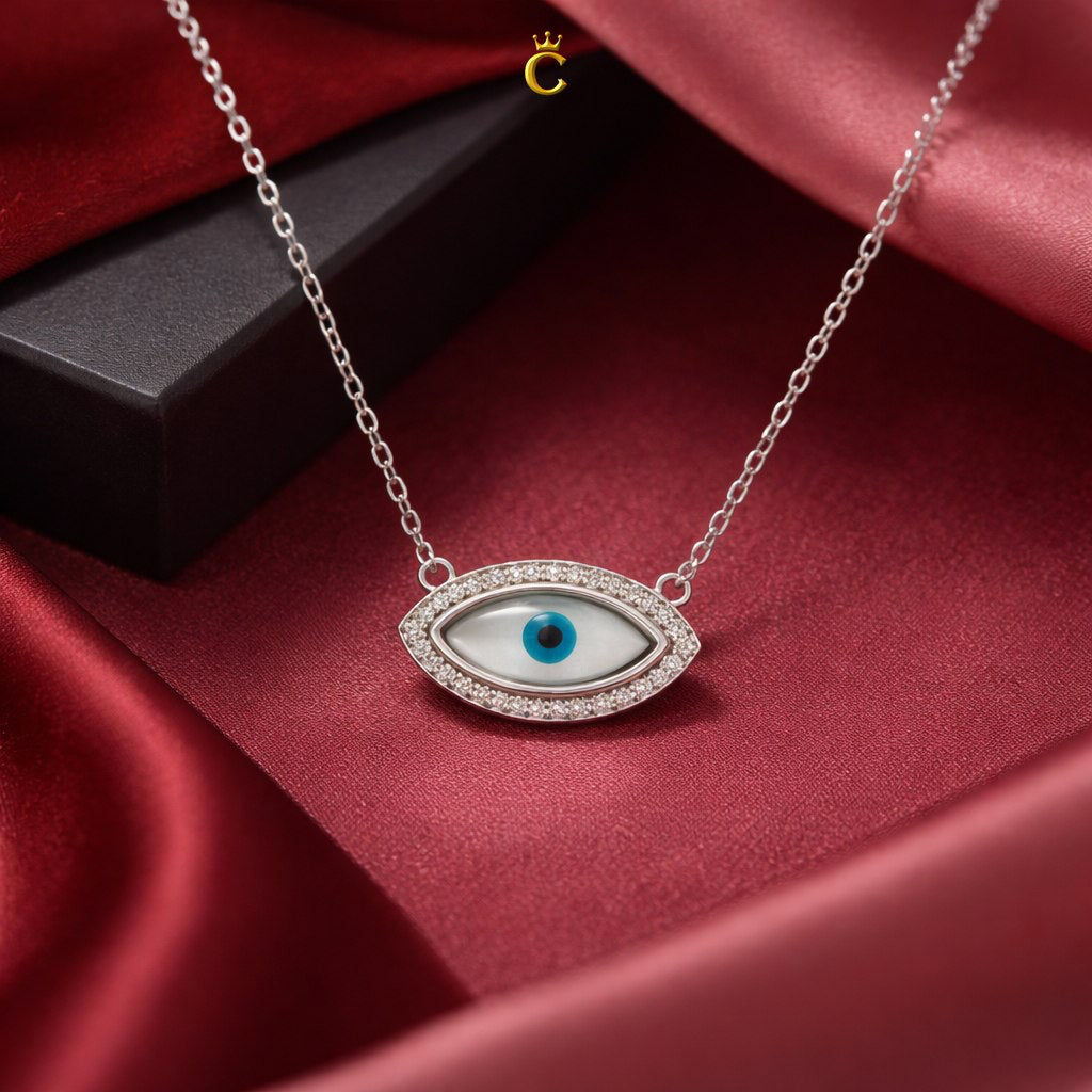 Pretty Evil Eye Pendant Necklace and Bracelet Set