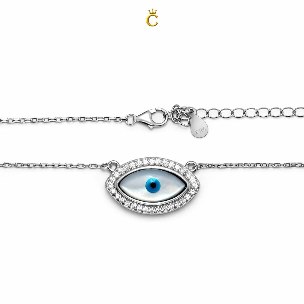 Pretty Evil Eye Pendant Necklace and Bracelet Set