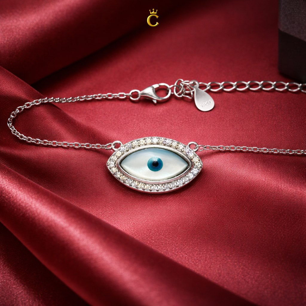 Pretty Evil Eye Pendant Necklace and Bracelet Set