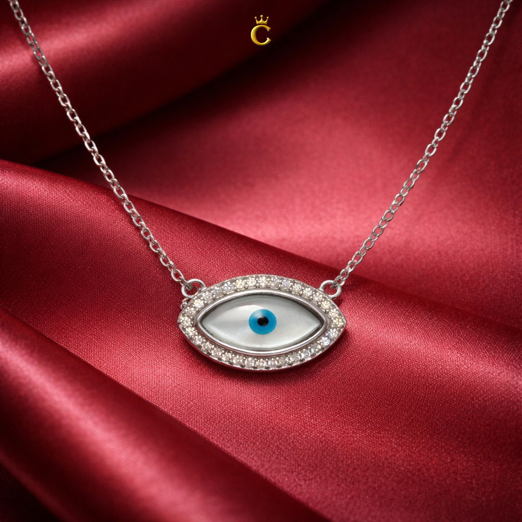 Pretty Evil Eye Pendant Necklace and Bracelet Set