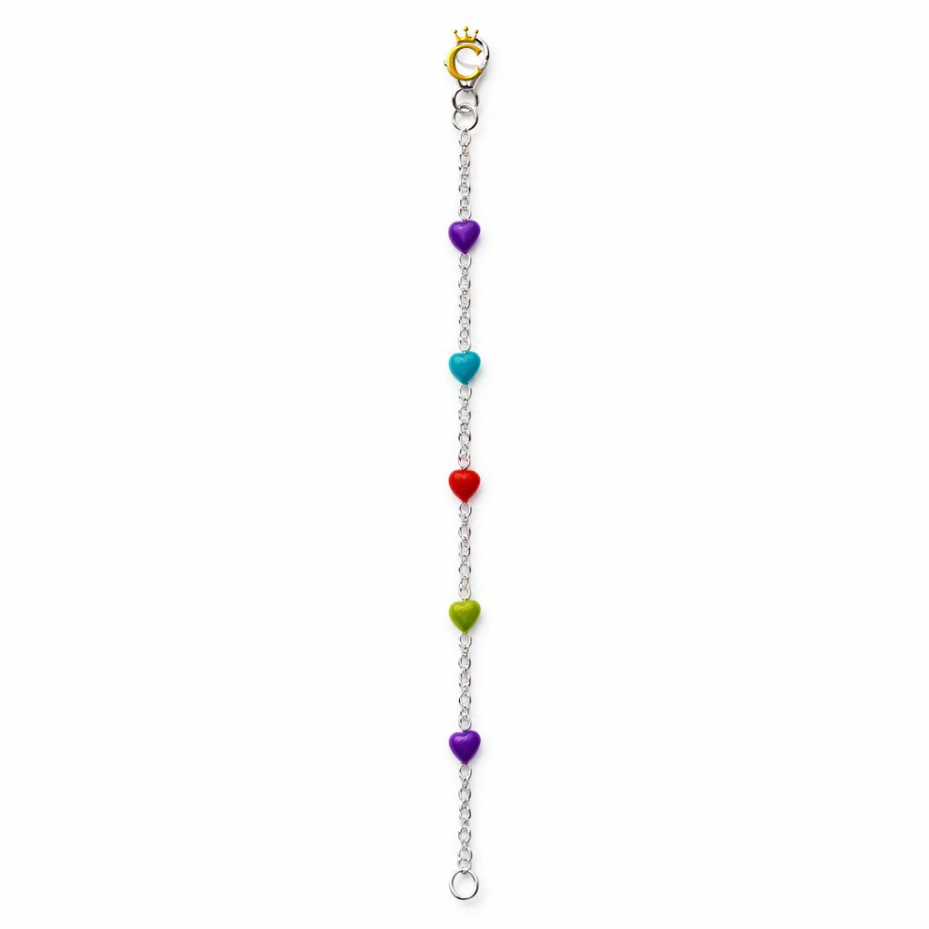 Multi-Color Enamel Heart Silver Bracelet