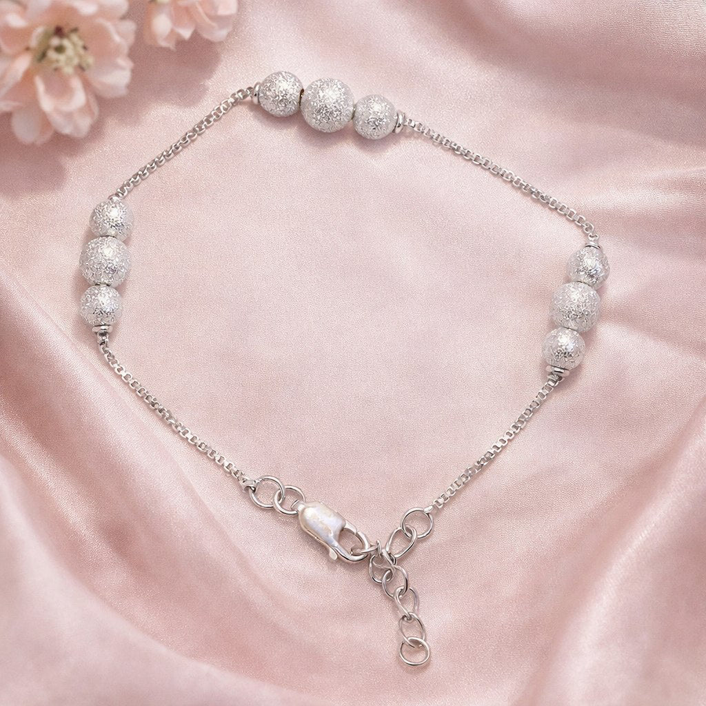 Frosted Stardust Bead Silver Bracelet