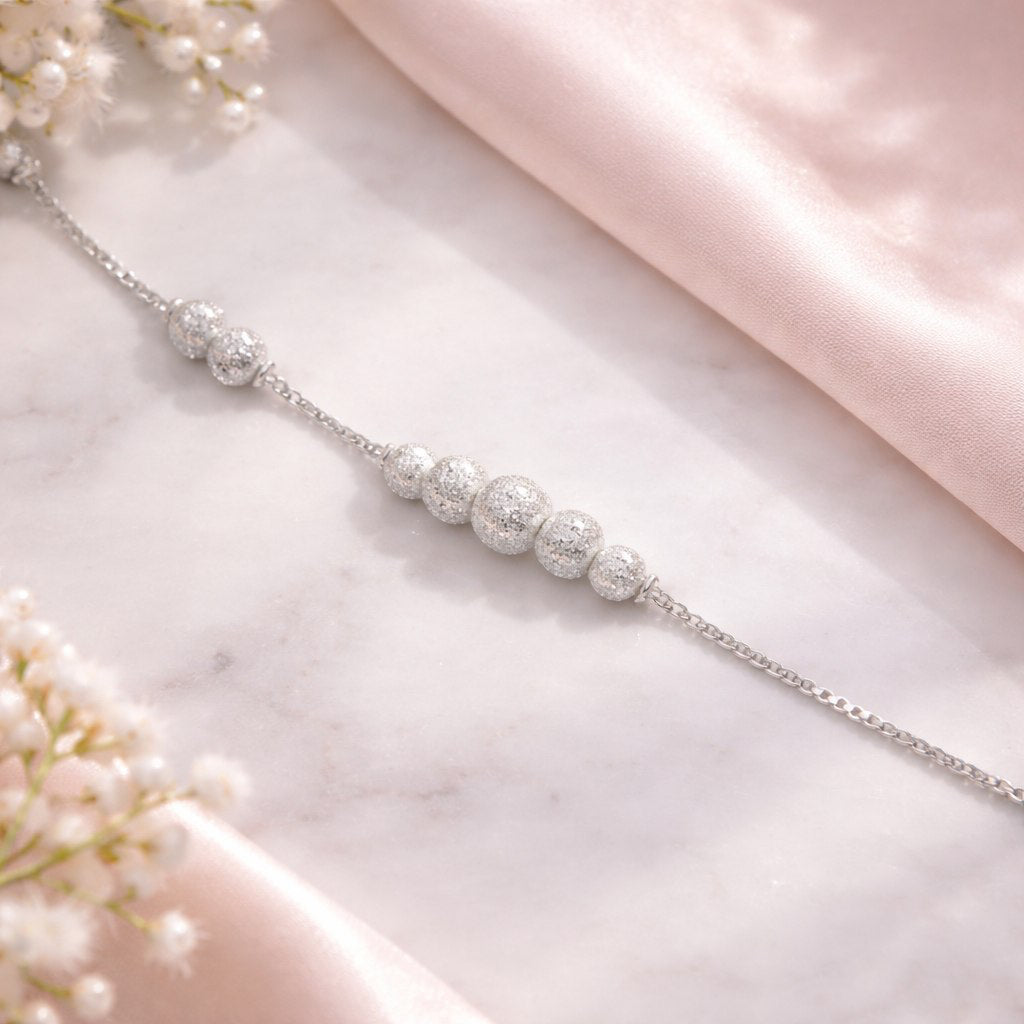 Frosted Stardust Bead Silver Bracelet