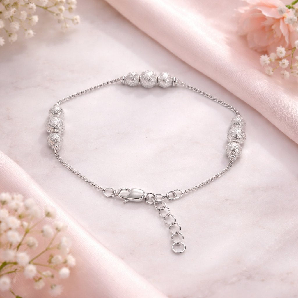 Frosted Stardust Bead Silver Bracelet