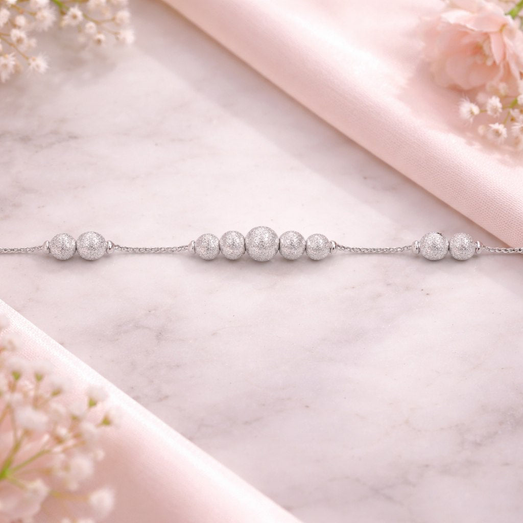Frosted Stardust Bead Silver Bracelet