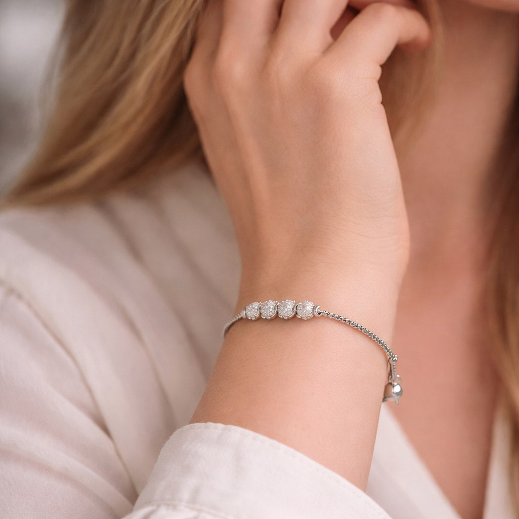 Frosted Stardust Bead Silver Bracelet