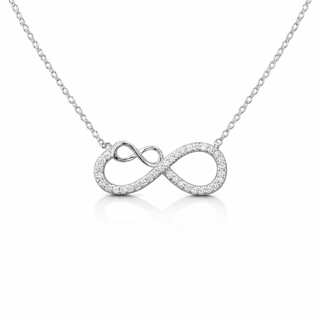 Intertwined Double Infinity Sparkle Necklace in Silver