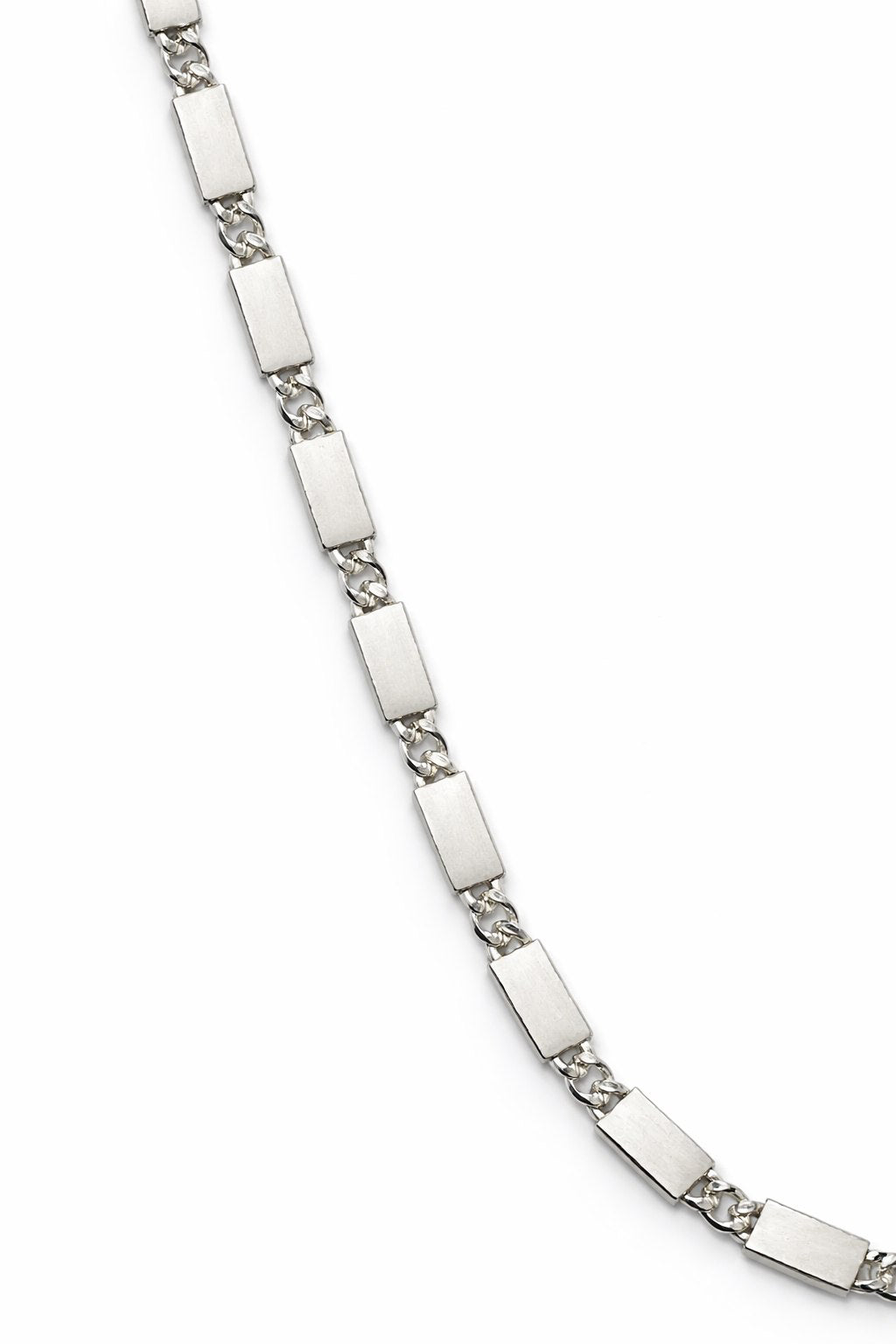 Sleek Rectangular Bar Link Silver Chain