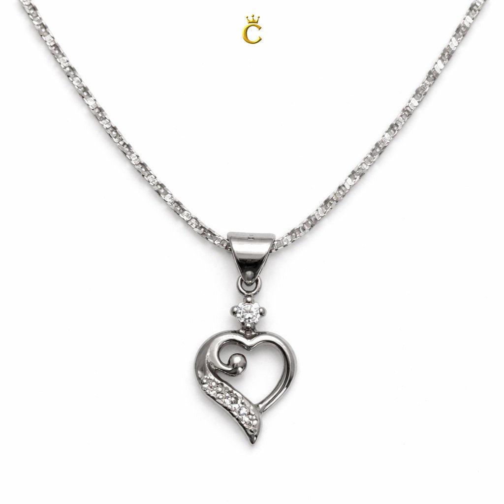 Heart Swirl Silver Pendant Necklace