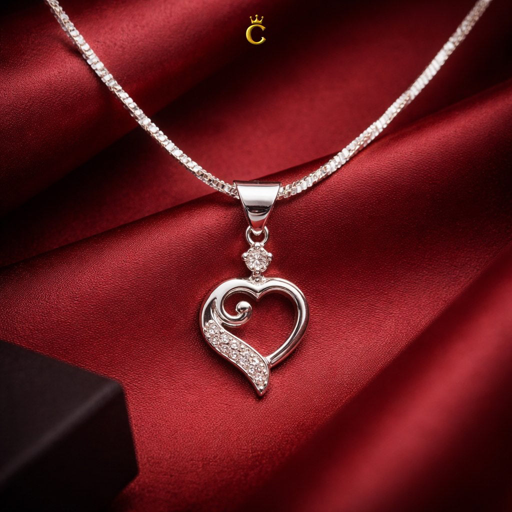Heart Swirl Silver Pendant Necklace