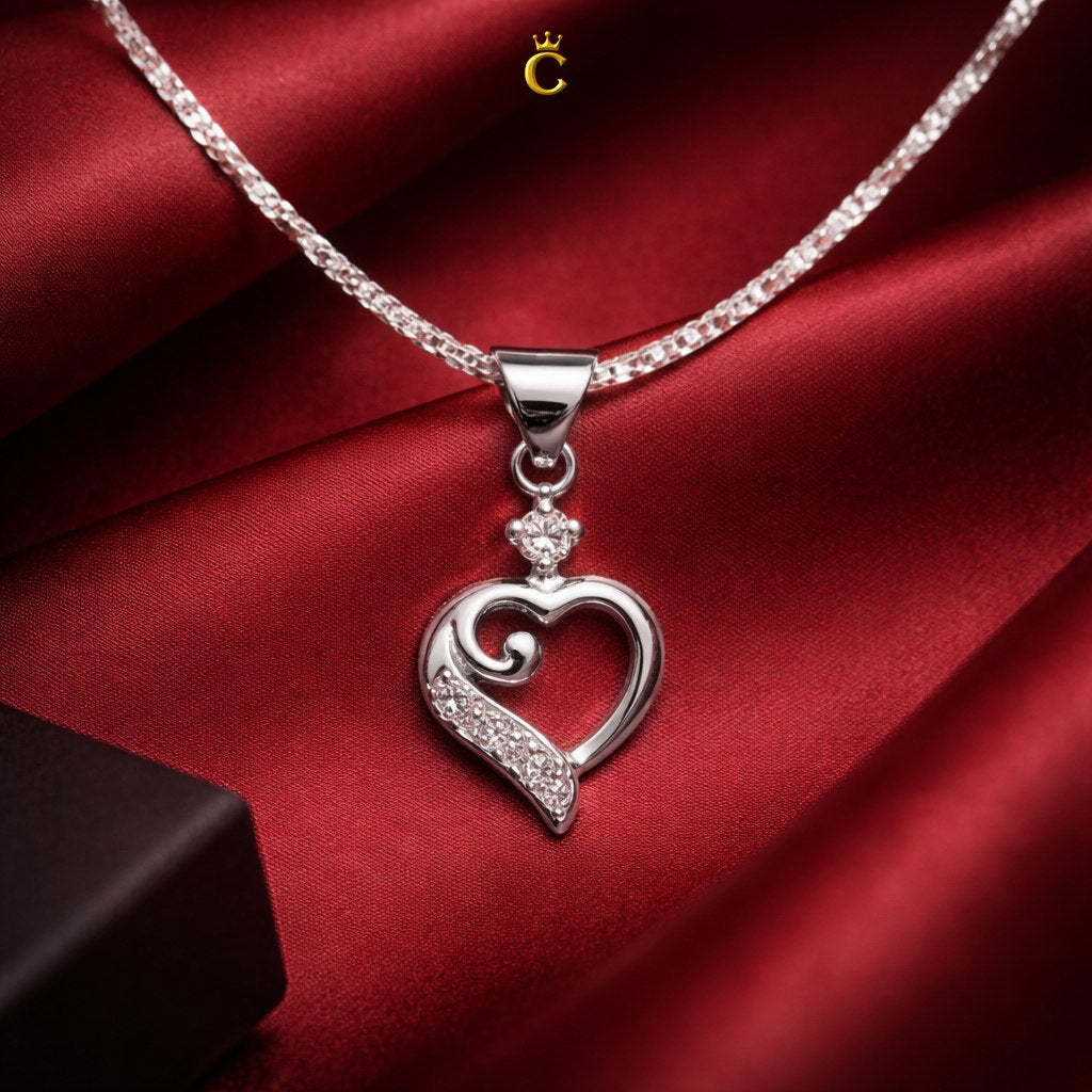 Heart Swirl Silver Pendant Necklace