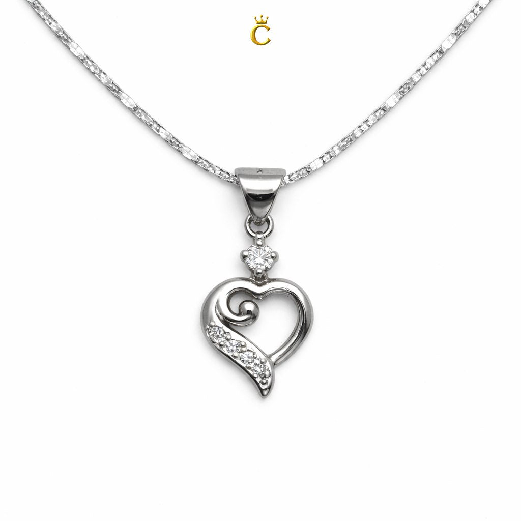 Heart Swirl Silver Pendant Necklace