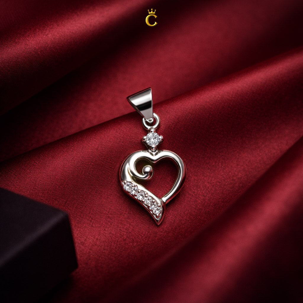 Heart Swirl Silver Pendant Necklace