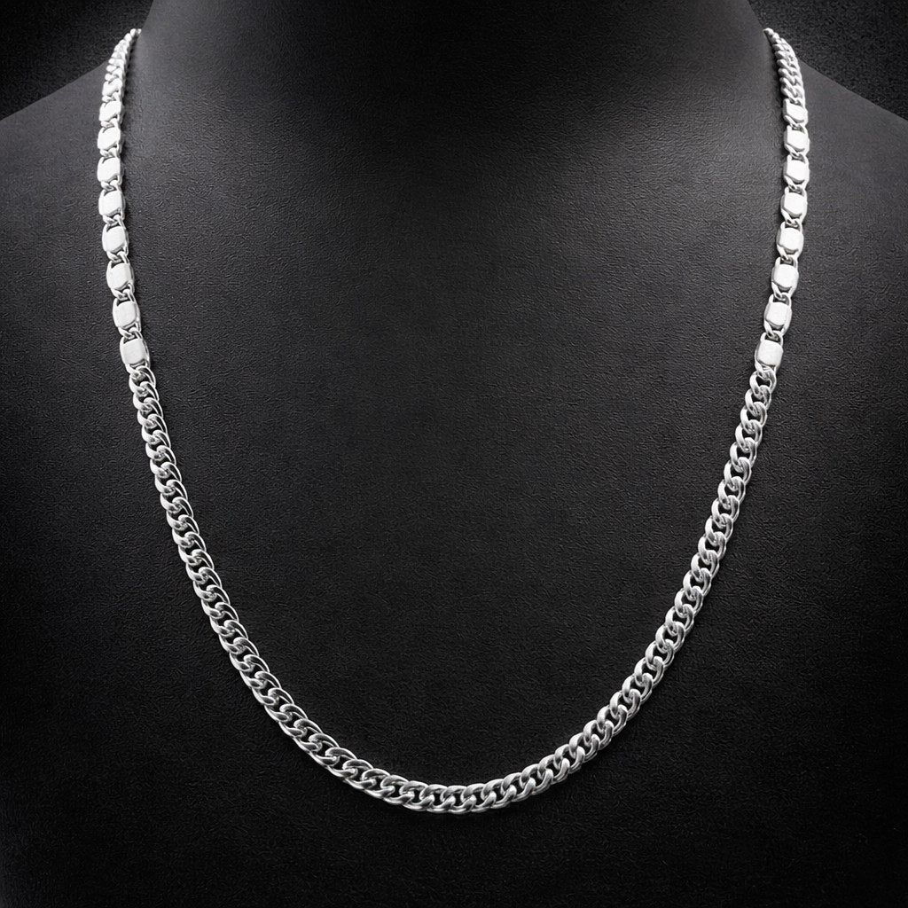Premium Silver Alternating Link Chain Necklace