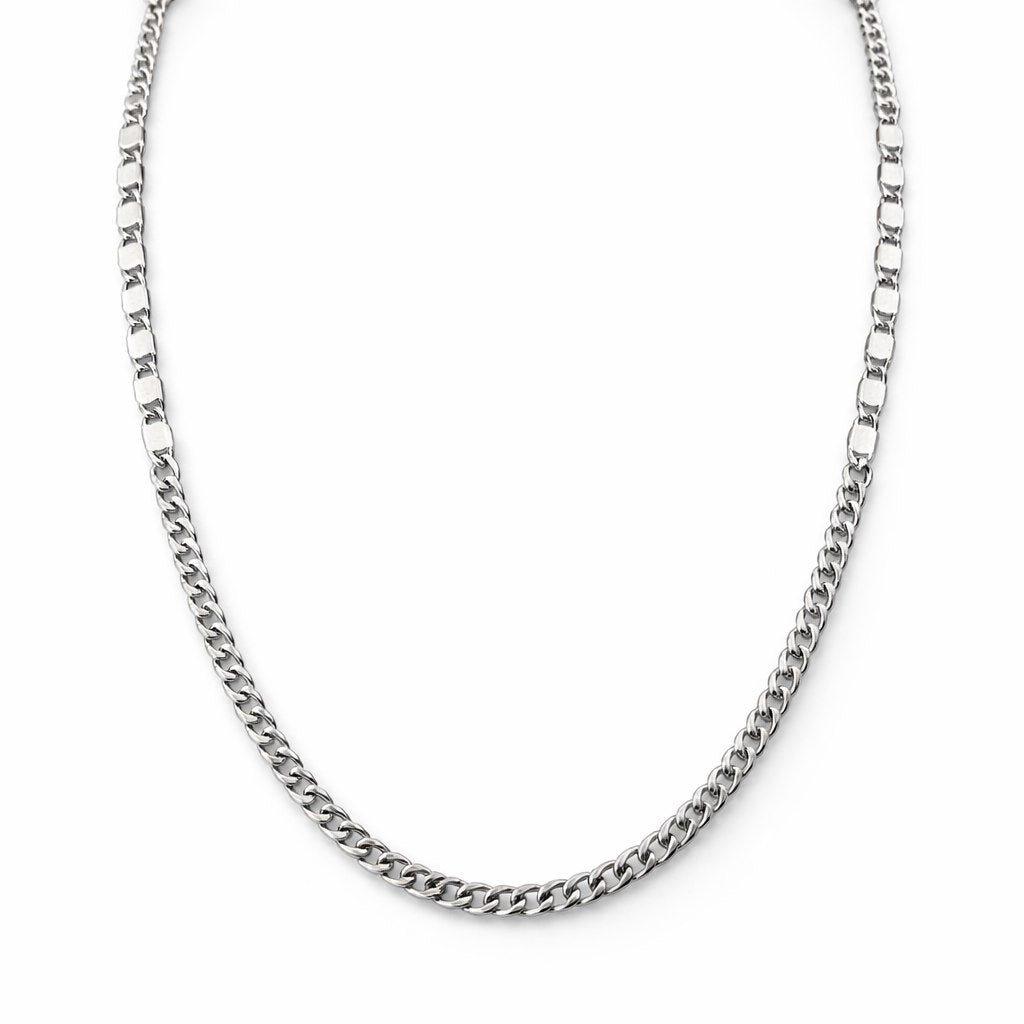 Premium Silver Alternating Link Chain Necklace