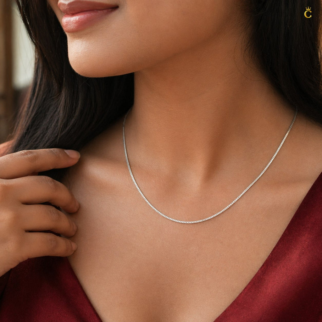 Silver Box Chain Necklace