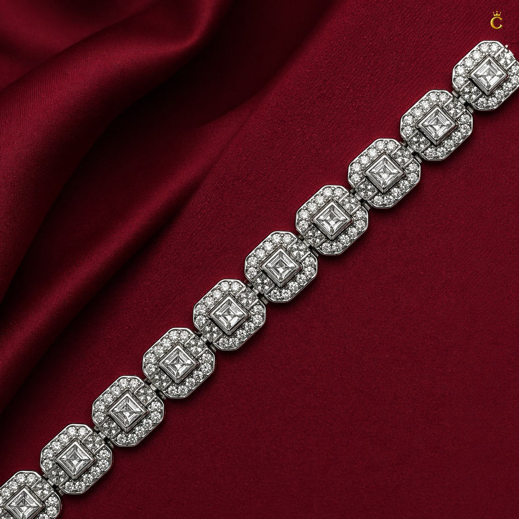 Radiant Halo Silver Link Bracelet