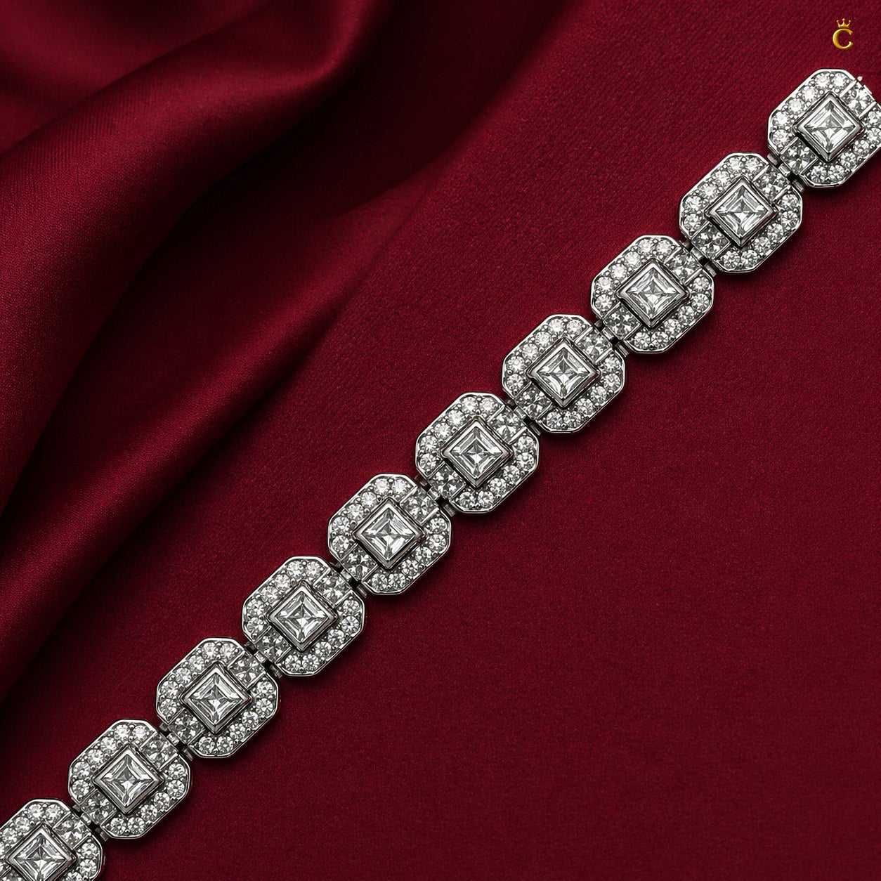 Radiant Halo Silver Link Bracelet