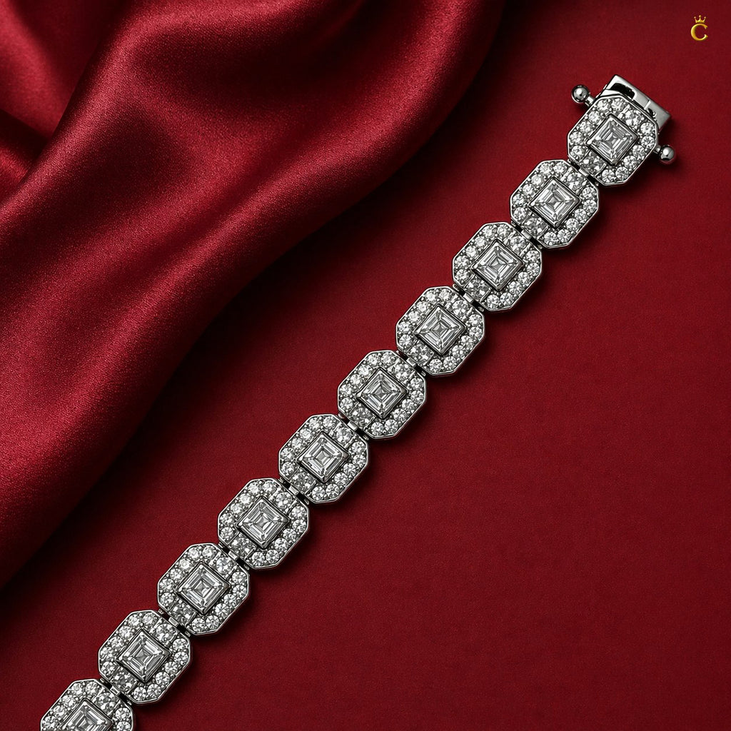 Radiant Halo Silver Link Bracelet