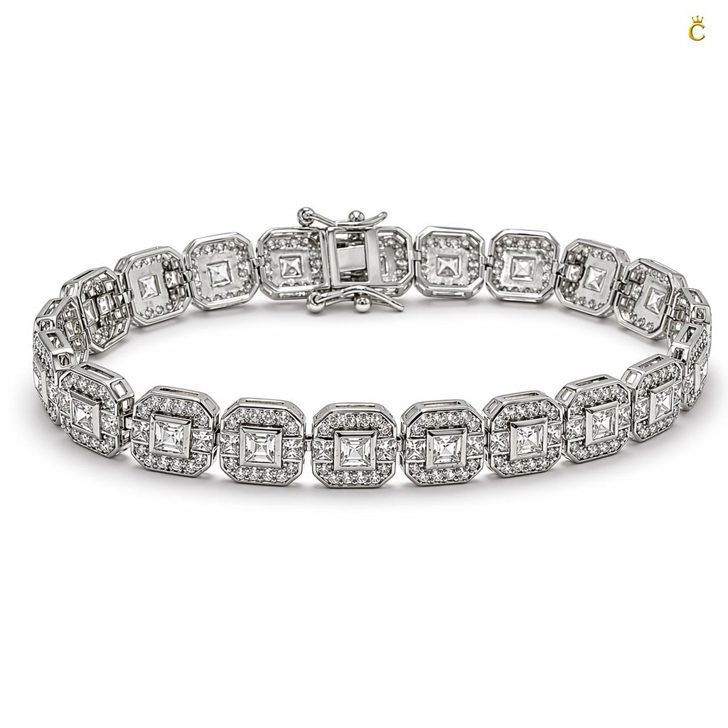 Radiant Halo Silver Link Bracelet