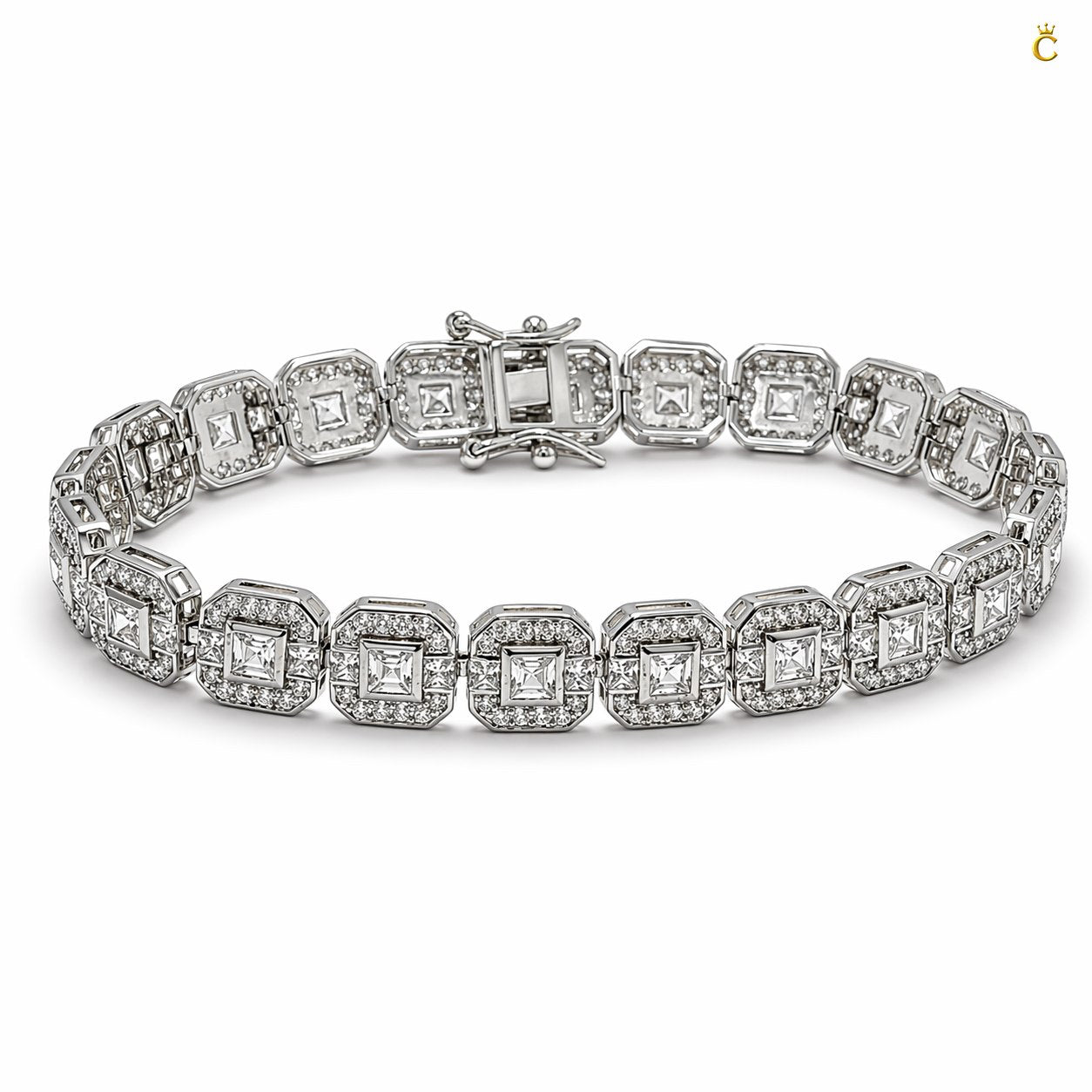 Radiant Halo Silver Link Bracelet