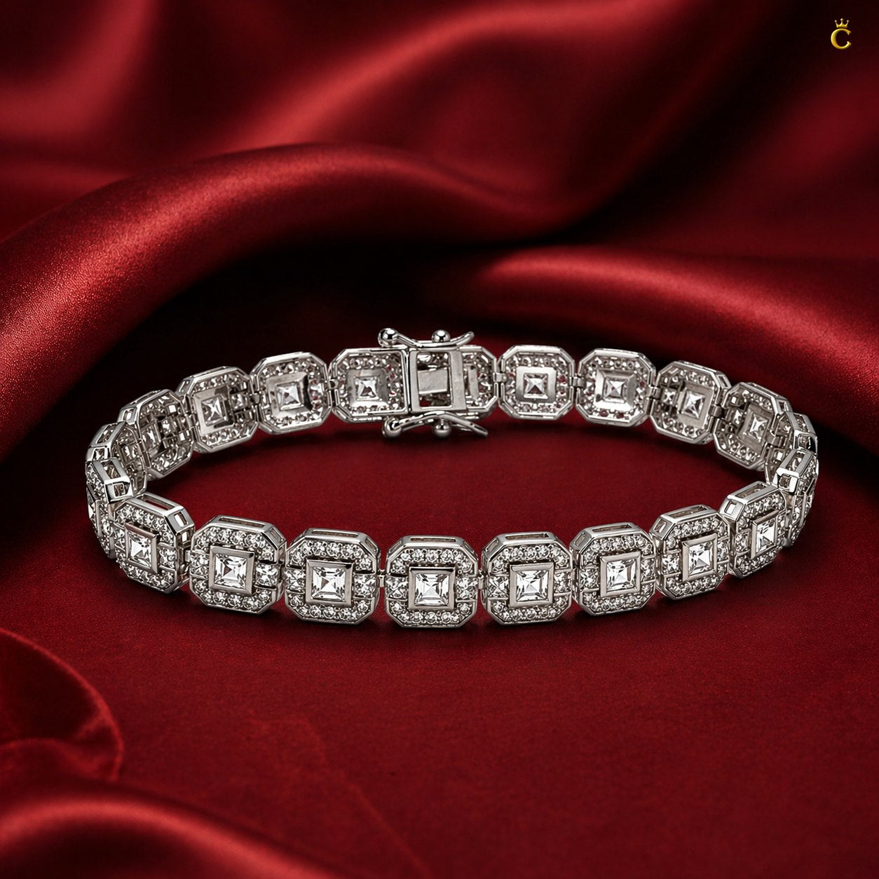 Radiant Halo Silver Link Bracelet