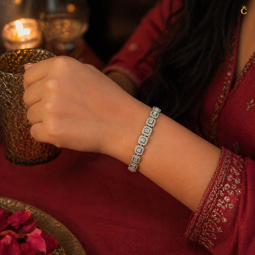 Radiant Halo Silver Link Bracelet