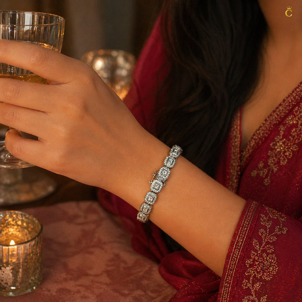 Radiant Halo Silver Link Bracelet