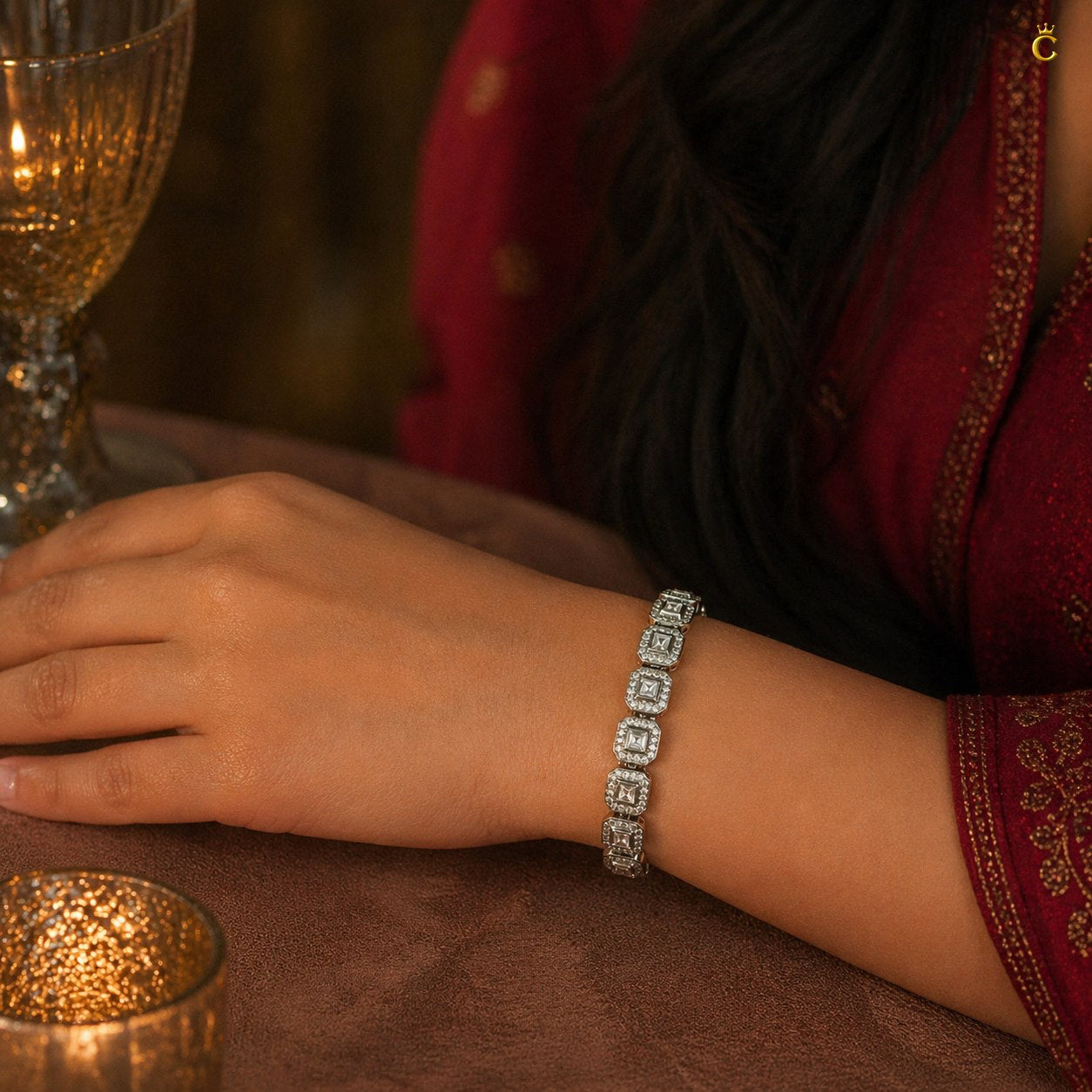 Radiant Halo Silver Link Bracelet