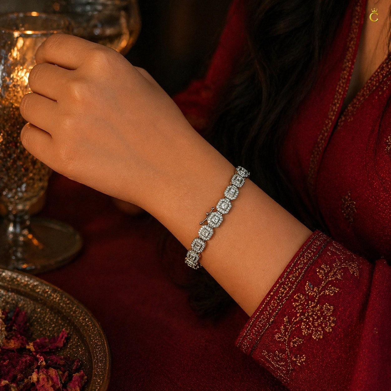 Radiant Halo Silver Link Bracelet
