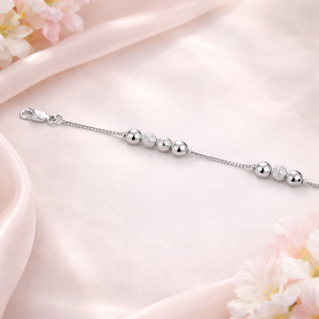 Elegant Silver Beaded Stardust Bracelet