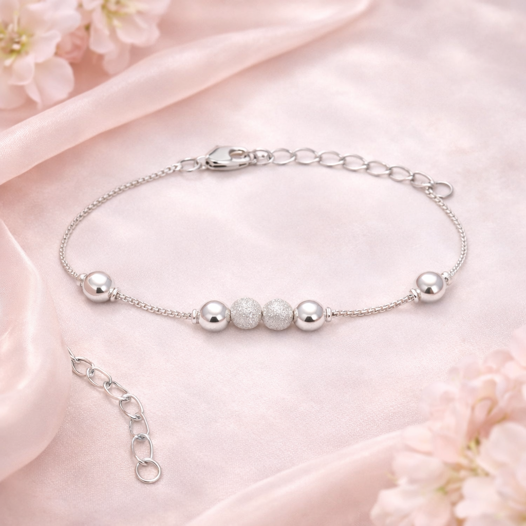 Elegant Silver Beaded Stardust Bracelet