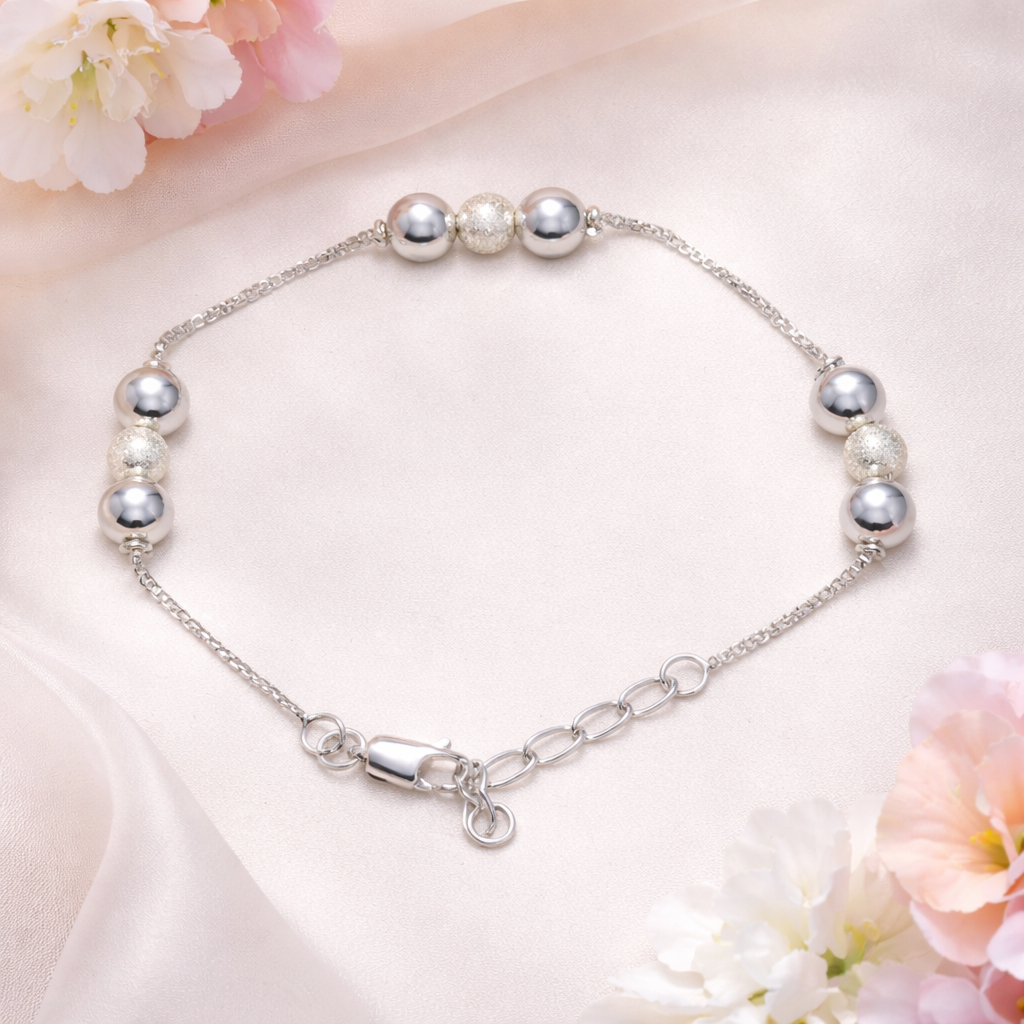 Elegant Silver Beaded Stardust Bracelet