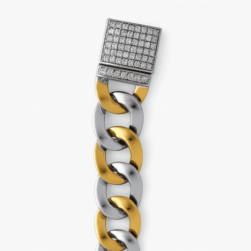 Silver Modern Edge Cuban Bracelet - Celestora - India - Rose Gold - - Bracelet for Men, Boys, Gift for Men, Brother, Boyfriend, Husband