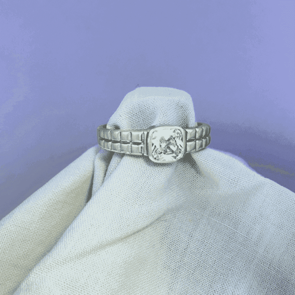 The 925 Silver Ring with Statement Rectangular Zircon Stone - Celestora - India - Crown / 9 - men - Ring