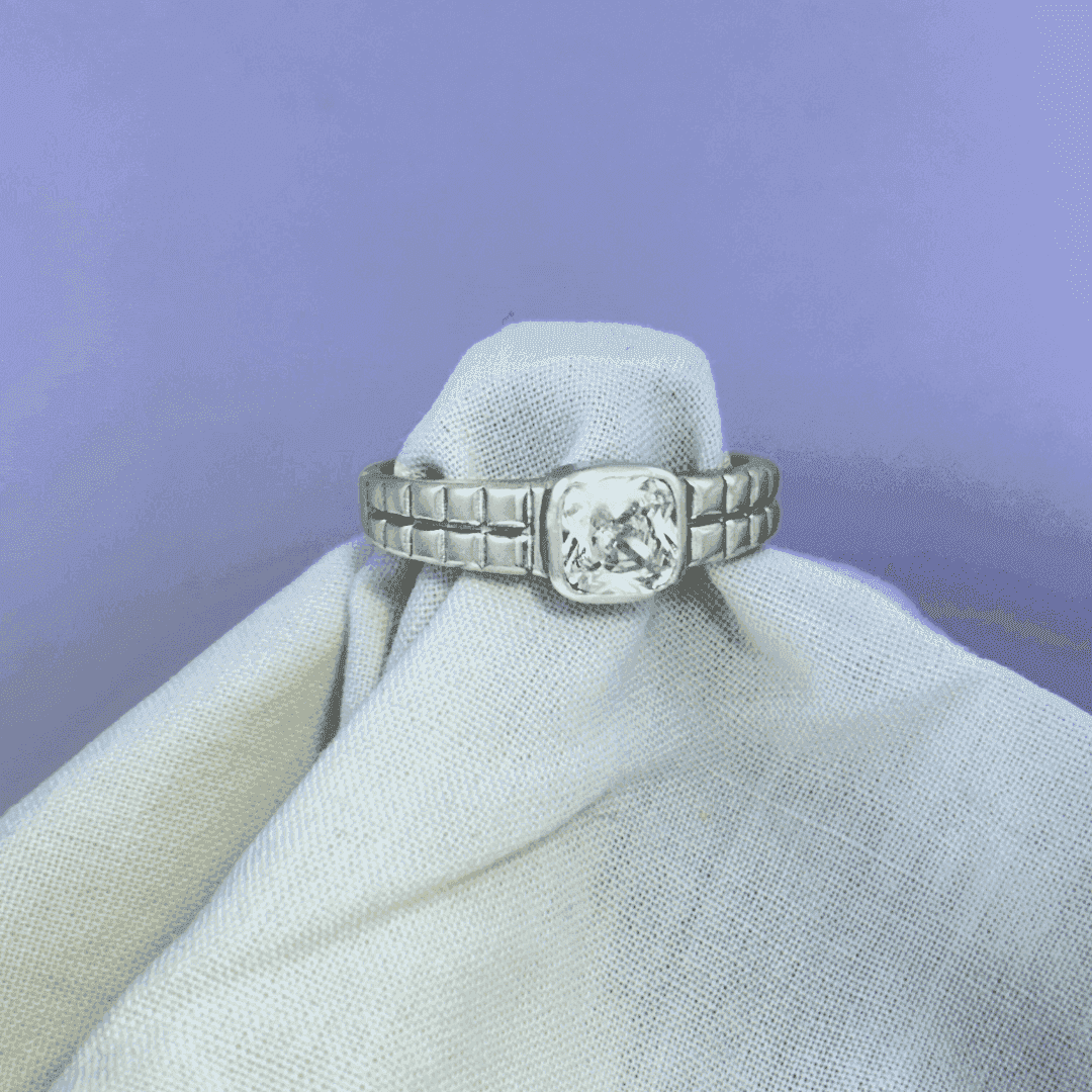 The 925 Silver Ring with Statement Rectangular Zircon Stone - Celestora - India - Crown / 9 - - Ring for Men, Boys, Gift for Men, Brother, Boyfriend, Husband