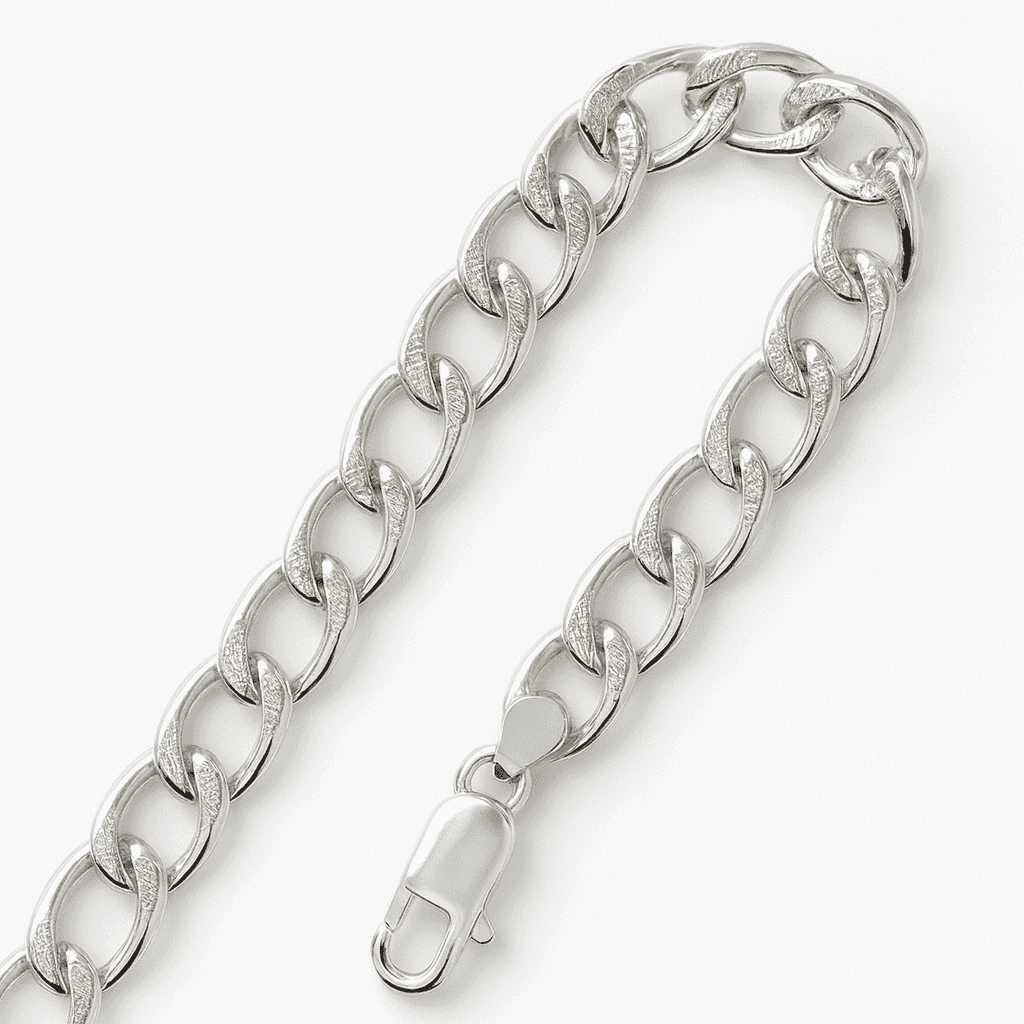 The 925 Silver Textured Cuban Bracelet - Celestora - India - - men - Bracelet