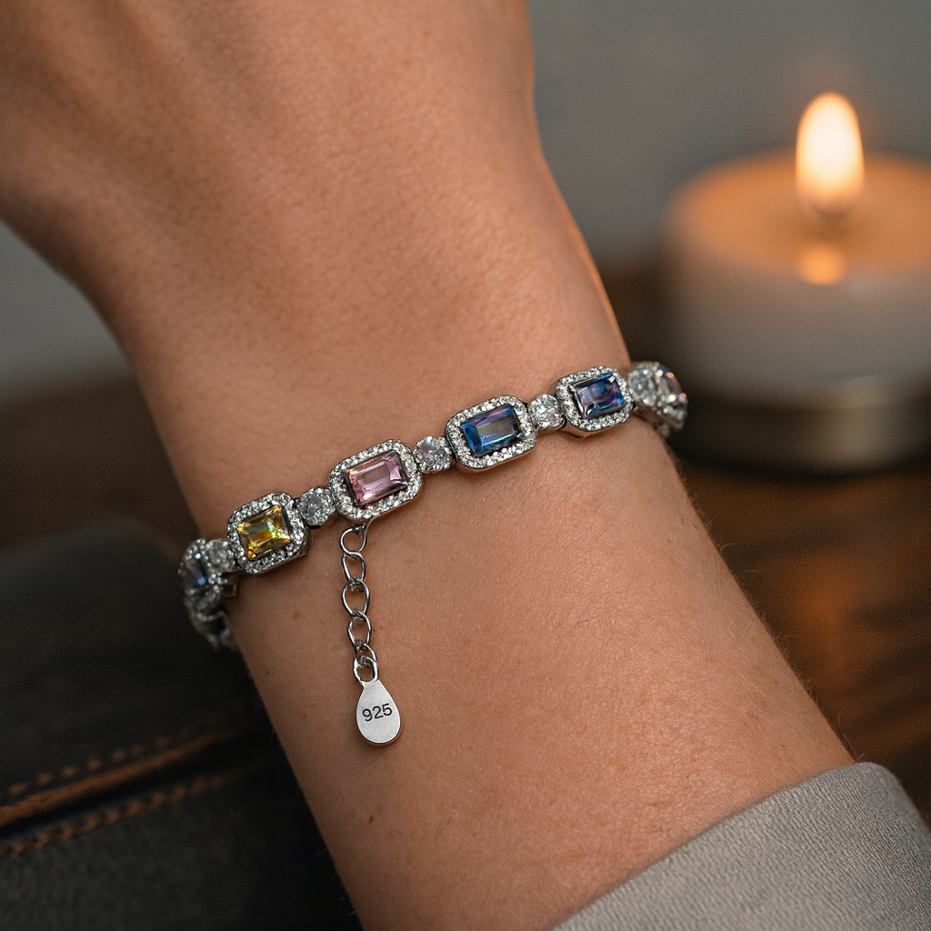 925 Sterling Silver Empress Gem Bracelet