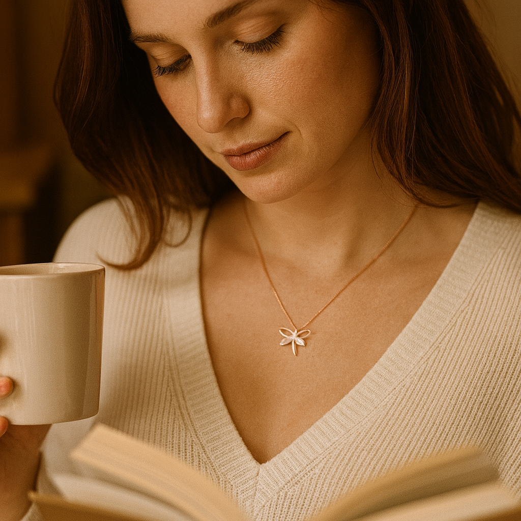 925 Sterling Silver Pretty Firefly Pendant Necklace