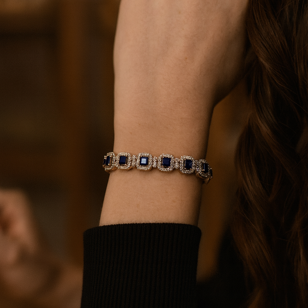 925 Sterling Silver Diamond Halo Bracelet