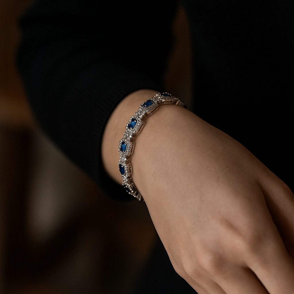 925 Sterling Silver Diamond Halo Bracelet