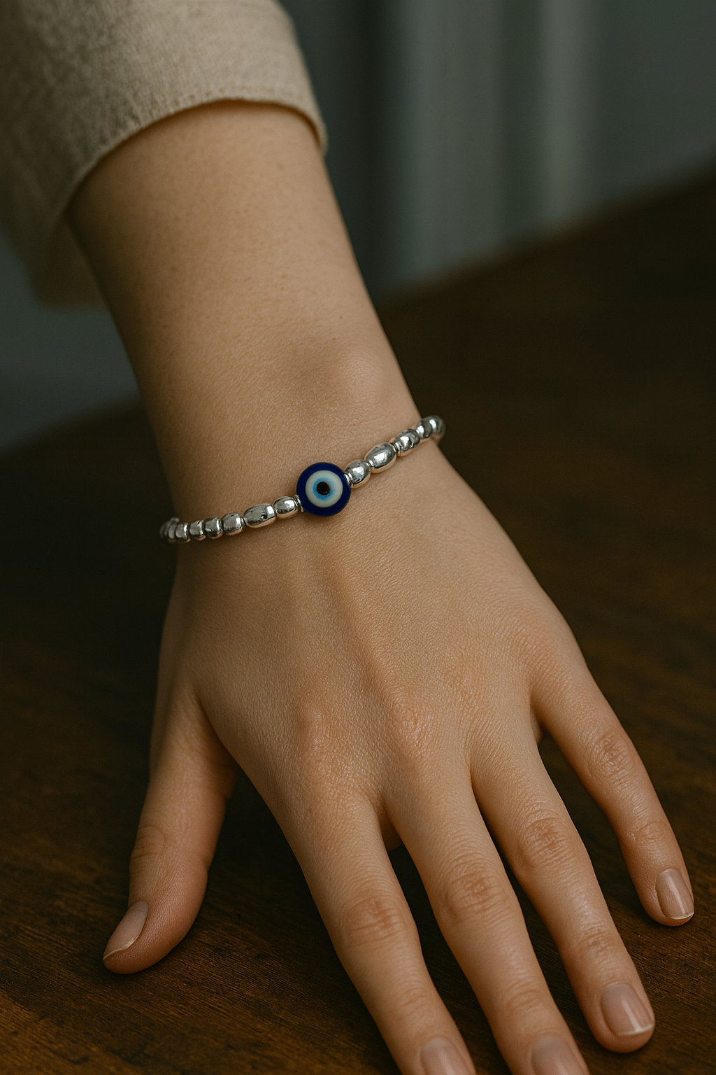925 Sterling Silver Protection Evil Eye Bracelet (Adjustable)